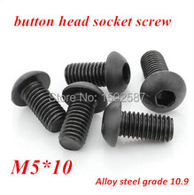 100pcs/lot M5*10 Hexagon Socket Button Head Screw Black 10.9 Grade ISO7380 Pan Hex Bolt M5X10mm 2024 - buy cheap