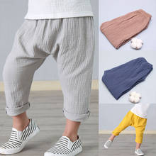 New 2-7y 2018 Summer Solid Color Linen Pleated Children Ankle-length Pants for Baby Boys Pants Harem Pants for Kids Child 2024 - купить недорого