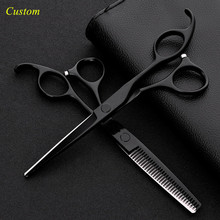 Custom professional japan steel 6 inch black hair scissors cutting makas barber thinning shears scissor hairdressing scissors 2024 - buy cheap