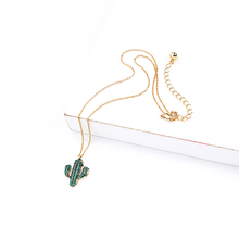 BALANBIU Exquisite Green Crystal Cactus Pendant Necklaces For Women Gifts Gold Color Alloy Necklace Fashion Jewelry Accessories 2024 - buy cheap