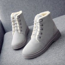 Women Boots Winter Fashion Flock Leather Women Snow Boots Warm Plush Lace-Up Women Ankle Boots 2024 - buy cheap