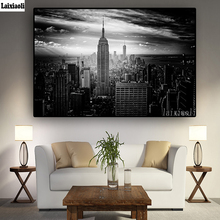 5D DIY diamond painting New York City Manhattan Black White Building Cross Stitch full square round mosaic Embroidery Rhinestone 2024 - buy cheap