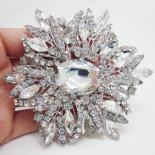Colgante de Pin de broche Oval de novia blanco de cristal brillantes transparentes de flor preciosa de tono plateado 2024 - compra barato