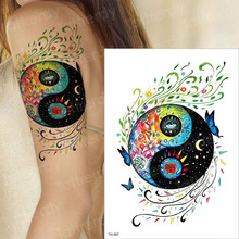 Временные татуировки Инь Ян татуировки и боди-арт татуировки стикер сексуальная Акварельная Татуировка рукава для девушек Женская грудь татуировка на руку большая 2024 - купить недорого