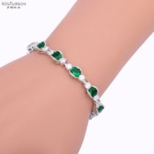 ROLILASON Party Jewelry Peridot AAA Zircon Silver Shining Charm Bracelets Green Crystal Fashion jewelry TBS975 2024 - buy cheap