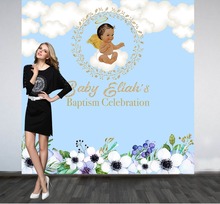 custom Heaven Sent Celebration Baby Flower Leaves White Clouds backdrops High quality Computer print party background 2024 - buy cheap