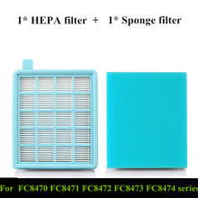 1x HEPA фильтр + 1x Губчатый Фильтр FC8470, воздушный фильтр для пылесоса FC8471 8472 8473 8474 8475, детали фильтров, аксессуары 2024 - купить недорого