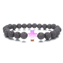 Pulseira difusor de óleo essencial de pedra de lava, 5 cores, pulseira de equilíbrio vulcânico que cura, ímã yoga, miçangas, pulseira masculina, feminina 2024 - compre barato