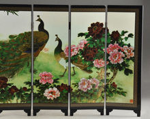 Details Old about Superb Beautiful Oriental Lacquer Handwork Painting peafowl fold screen 2024 - buy cheap