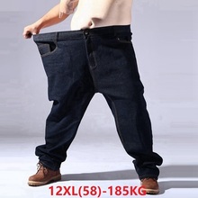 Pantalones vaqueros de gran tamaño para hombre, jeans de cintura alta, elásticos, rectos, talla grande 12XL, 185kg, 62 2024 - compra barato
