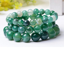 2018 Hot Sale Cheap Price 7.5" Green Agata Bracelet 6mm 8mm Round Beaded Natural Real Gems Stones Elastic Bracelet For Women Men 2024 - buy cheap