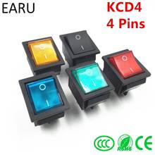Выключатель питания KCD4 DPST, 4 штифта, светильник 16A, 250VAC, 20A, 125VAC, красный, желтый, зеленый, синий, черный 2024 - купить недорого