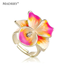 Madrry 2017 Spring Enamel Flower Rings For Women Gold Color Statement Anillos Feminino Party Holiday Adjustable Anel Bijuterias 2024 - buy cheap