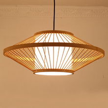 Lámpara colgante de bambú tejido a mano, accesorio de luz estilo japonés Tatami, para comedor, restaurante, sala de té, 50cm de diámetro 2024 - compra barato