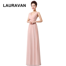 2018 long elegant pink formal plus size v neck a line chiffon bridesmaids party gown bridesmaid dresses womans occasion dress 2024 - buy cheap