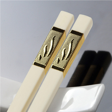 White Gold Korean Chopstick set 5pairs Japanese Chopsticks  Reusable Chop Sticks Silver Alloy Long China Stick RestaurantCutlery 2024 - buy cheap