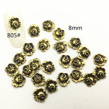 Accesorios de Metal para decoración de uñas, pegatinas de aleación de Japón y Corea, 6mm y 8mm, Retro, oro, plata, rosa, flor, para fototerapia, DIY, 50 unids/paquete 2024 - compra barato