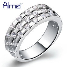 Almei Wholesale Fashion Punk Cool Ring CZ Zircon Mens Jewelry Crystal Female Wedding Gifts Rings with Stones for Women Men J365 2024 - buy cheap