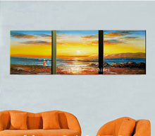 Handmade Beach Oil Painting Wall Painting Sunrise Picture Seascape Home Decor Canvas Paintings Yellow Landscape On Wall Decor 2024 - buy cheap