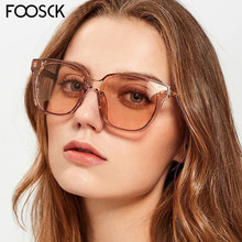 FOOSCK 2018, marco de Metal de diseñador de marca de lujo, cristales rojos y grises claros para gafas femeninas, gafas Vintage UV400 Oculos 2024 - compra barato