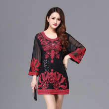 3XL -5XL Office Lady Casual Vintage Sequin Women spring Autumn summer Plus Size Party Lace Dress T Shirt Dress Plus Size 2024 - buy cheap