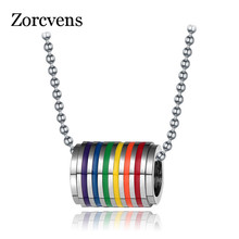 ZORCVENS Fashion Multicolor Gay Pride Jewelry Stainless Steel Rainbow Pendant Necklace Charm Jewelry for Women 2024 - buy cheap