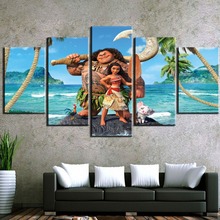 Pintura en HD de Moana para decoración del hogar, arte de pared, imagen para sala de estar, arte de pared, 5 piezas 2024 - compra barato