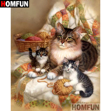 Homfun 5d pintura de diamante completa quadrada/redonda, broca "gato família", bordado, ponto cruz, presente de decoração de casa, presente a09127 2024 - compre barato