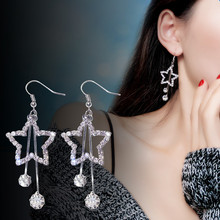 Girl Pentagram Rhinestone Earrings Fashion Women Gold Color Star Tassel Long Crystal Earrings Jewelry Pendante Femme 2024 - buy cheap