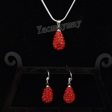 Waterdrop Jewellery Set Red Rhinestone Earrings And Necklace For Gift 5 Sets Wholesale 2024 - buy cheap