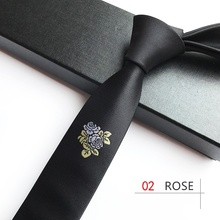 Corbata fina de 5cm con bordado de Magnolia, corbata con marcas, moda juvenil, coreana, 2018 2024 - compra barato
