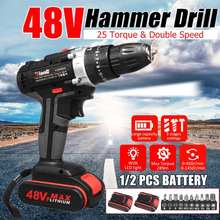 3-Speed Electric Drill Cordless Screwdriver Impact Drill 48V Max Lithium Battery Mini Drill Cordless Screwdriver Power Tools 2024 - buy cheap