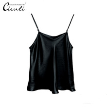 CISULI 100% Silk Satin Glossy Camisole With Adjustable Strap Satin Silk Fabric Natural Mulberry Silk Update New Desigual Black 2024 - buy cheap