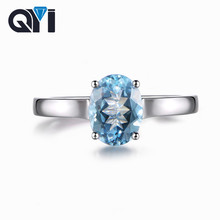 Женское кольцо QYI, из стерлингового серебра 925 пробы с натуральным небесно-синим топазом, овальным вырезом, 1,5 карат 2024 - купить недорого