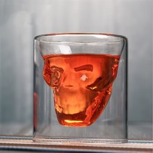 Креативная дизайнерская стеклянная кружка для пива с черепом, кружка для вина, Хрустальная кружка для пива, виски, водка, чашка для чая, кофе, посуда для напитков, подарок на Хэллоуин 2024 - купить недорого
