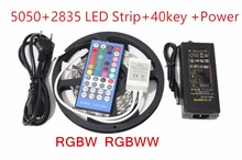 Fita de led rgbw com duas fileiras, fita de led 5050 rgb + 2835 branco/quente 12v dc, 120 leds/m 5 tamanhos + controlador de 40 teclas + kit de fonte de alimentação 5a 2024 - compre barato