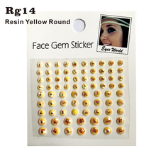 RG14 желтая круглая блестящая полимерная палочка для лица, наклейки с изображением драгоценных камней, стикер для макияжа, ее подарок для платья, костюмированной вечеринки 2024 - купить недорого