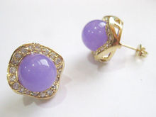 free shipping >Genuine Natural stone Purple stone Earring AAA 2024 - buy cheap
