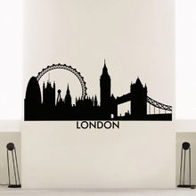 Лондон Skyline City Silhouette стикер на стену Красота Мода Современное оформление помещения винил, искусство, дизайн постер настенные наклейки W112 2024 - купить недорого