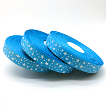 5 Yards/lot 1Inch (25mm)Wide Sky blue Printing Stars Grosgrain Ribbon Hair Bow/Christmas/wedding DIY Sewing Craft 2024 - buy cheap