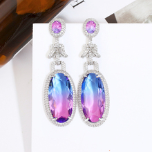 Luxury Cubic Zirconia Dangle Earrings for Women Wedding Tourmaline Drop Earrings Trendy Design XIUMEIYIZU Brand 2024 - buy cheap