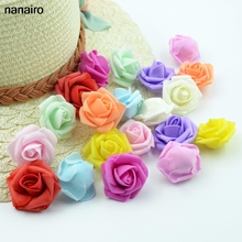 100pcs 4cm Cheap Mini Artificial Foam Rose Flower Heads For Wedding Home Decoration Party Wreath Craft Supplies Fake PE Flowers 2024 - buy cheap