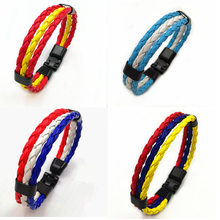 2019 National Flag Braided Leather Bracelets Country Russia Spain France Germany Wristband for Sports Football Fans Jewelry 2024 - buy cheap