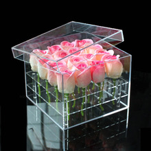 Органайзер для косметики из акрилового материала, коробка для косметики, коробка с цветами розы и крышкой, органайзер для косметики, коробка для хранения цветов 2024 - купить недорого