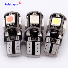 50pcs/lot New T10 5050 SMD 5 LED   W5W 194  Error Free White Light Bulb Canbus function  warning canceller led Eorr free bulb 2024 - buy cheap