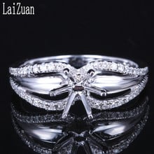 LaiZuan-diamantes naturales de oro blanco de 10K para mujer, joyería fina, elegante, anillo único, ajuste de semimontería redondo, 5,5-6,5mm 2024 - compra barato