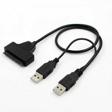 Переходник с USB 2,0 на SATA 7 + 15 Pin 22 Pin для жесткого диска 2,5 дюйма HDD Dual USB 2,0 на SATA 22Pin 2024 - купить недорого