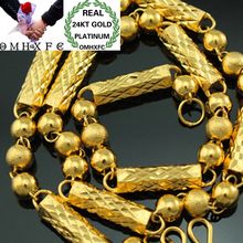 OMHXFC Wholesale European Fashion Male Party Wedding Gift Long 50cm Wide 7mm Beads Cylinder Real 24KT Gold Chain Necklace NL60 2024 - buy cheap