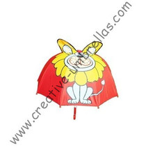 Детский зонт, детский зонт с мультяшным животным-Красный Лев, автоматический открытый металлический стержень 8 мм и ребра с рифлеными кромками, безопасные детские Зонты 2024 - купить недорого