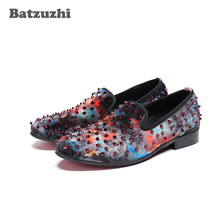 Batzuzhi POP Rock Men Shoes Brand Leather Casual Men Loafers Moccasins Italian Flats  Rivets Spikes Party Men Shoes, Big U6-12 2024 - buy cheap